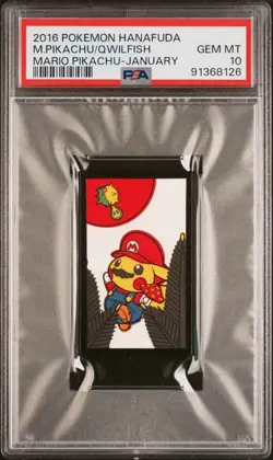 Pokemon PSA 10 Mario Pikachu & Qwilfish Hanafuda Mario January 2016 Japanese - Image 2