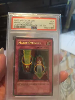 2003 Yu-Gi-Oh! 1st Edition Magic Cylinder Labyrinth Nightmare LON-104 PSA 9 Mint - Image 1