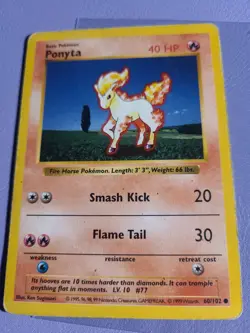 Pokemon TCG Ponyta Base Set 60/102 Regular Shadowless Common MP - Image 1
