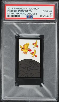 2016 Pokemon Hanafuda Mario Pikachu August Pidgeot & Pidgeotto PSA 10 - Image 1