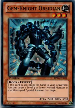 Yugioh Gem-Knight Obsidian HA06-EN031 1st Edition Super Rare NM - Image 1