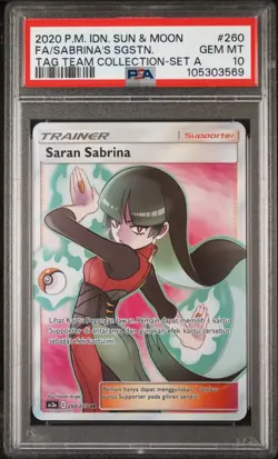 Sabrina's Suggestion Full Art PSA 10 Gem Mint #260 Pokemon Card Indonesian - Image 1