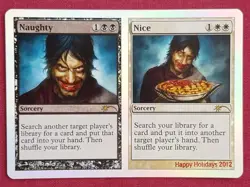 Magic The Gathering HAPPY HOLIDAYS 2012 FOIL NAUGHTY NICE black/white card MTG - Image 1