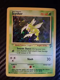 Base Set 2 Holographic Scyther NM Vintage Pokemon TCG Rare Card - Image 1