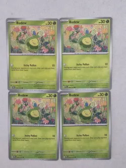 4x Budew 004/131 Prismatic Evolutions - Pokemon TCG Playset - Image 1