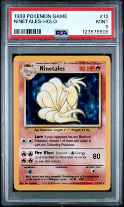 1999 POKEMON BASE SET UNLIMITED #12 NINETALES-HOLO PSA 9 - Image 1