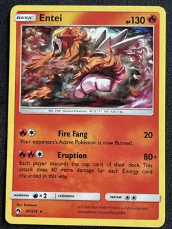 2018 Pokemon SM Lost Thunder 47/214 Entei Holo - Image 1
