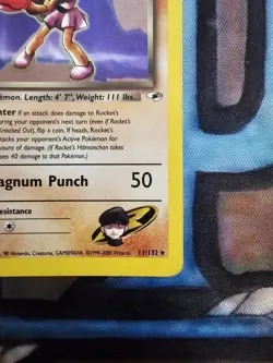 Rocket's Hitmonchan 11/132 Holo SWIRL Gym Heroes Pokemon Card Lp - Image 2