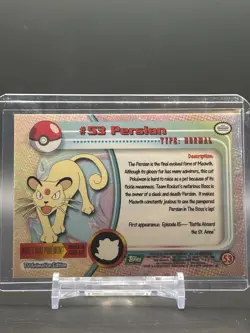 Topps Pokemon Persian #53 TV Animation Edition Non Holo Green Logo 1999 NM - Image 2