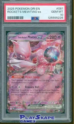 Pokemon Card PSA 10 Team Rocket's Mewtwo ex 081/182 Destined Rivals Holo 2025 - Image 1