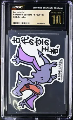 2019 B-Side Label Pokemon Stickers AERODACTYL 🪨 CGC 10 Pristine Graded - Image 1