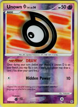 Unown [D] Uncommon Reverse Holo Diamond and Pearl 68/130 MP - Pokemon TCG - Image 1