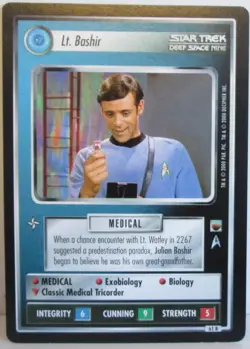 Star Trek TNG CCG Trouble with Tribbles Lt Bashir Rare + Card - Image 1