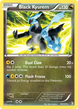 Black Kyurem 100/149 Boundaries Crossed Pokemon Card NM - Image 1