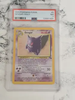 Pokemon TCG Gengar Fossil Holo Card 5/62 PSA Graded 7 - Image 1