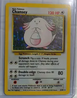 Pokemon Chansey Holo Rare TCG Card Base Set Unlimited 3/102 MP - Image 1