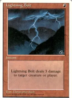 1995 Magic The Gathering Fourth Edition Lightning Bolt Light Play - Image 1
