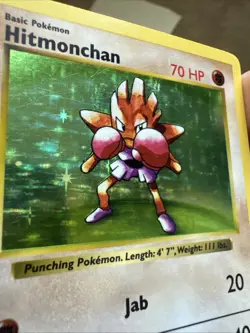 Pokemon Hitmonchan Base Set Shadowless Holo Rare #7 - Image 3