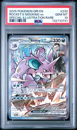 PSA 10 GEM MIN Team Rocket's Nidoking ex 233/182 Pokemon Destined Rivals SIR - Image 3
