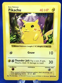 Pikachu Shadowless Rare Red Cheeks Base Set 1999 Pokemon Card 58/102 WOTC - Image 1