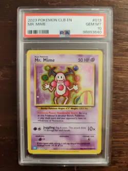 Pokemon Mr. Mime PSA 10 GEM MINT CLB Holo Card 013/034 - Image 1