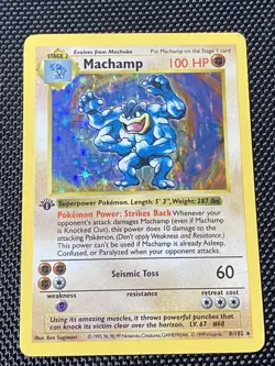 Machamp 8/102 - Base Set 1st Edition Shadowless WOTC Pokemon TCG MP/LP - Image 1