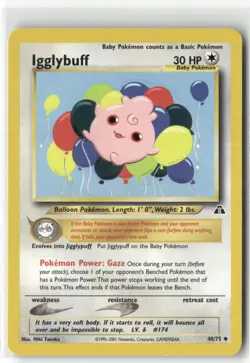 Pokemon Igglybuff Uncommon Neo Discovery 40/75 - Image 1