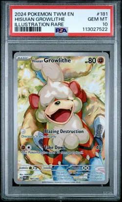 PSA 10 Hisuian Growlithe #181 2024POKEMON EN-TWILIGHT MASQUERADE - Image 1