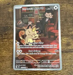 Team Rockets Meowth 203/182 SV10 Destined Rivals Illustrated Card NM - Image 1