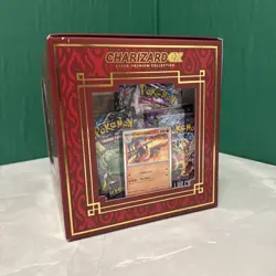 Pokemon Charizard Ex Super Premium Collection Card Display Figure 10 Boosters - Image 2