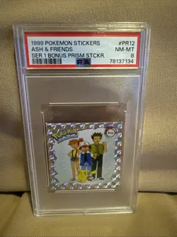 1999 Pokemon Stickers Ash & Friends Series 1 Bonus Prism Sticker PSA 8 - Image 1