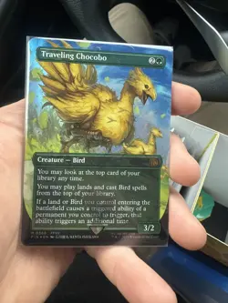 Traveling Chocobo (Borderless) (Chocobo Track Foil) MTG Magic Final Fantasy NEW - Image 1