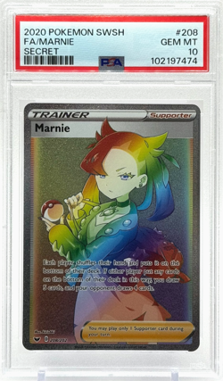 Pokemon Marnie Sword Shield Base Set 208/202 Rainbow Secret Rare PSA 10 Gem Mint - Image 1
