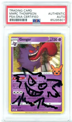 PSA Signed Marc Thompson Pokemon Gengar 057/198 Holo Trick or Trade (w/Doodle) - Image 1