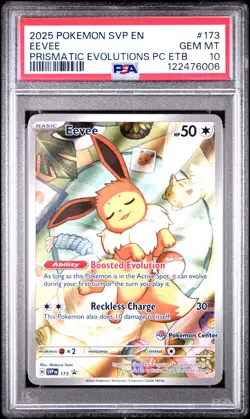 2025 POKEMON PRISMATIC EVOLUTIONS POKEMON CENTER ETB PROMO SVP #173 EEVEE PSA 10 - Image 1