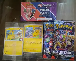 Pokemon TCG Lot - Stellar Crown Boosters, Play Series 5, Pikachu SVP Promo 101 - Image 1