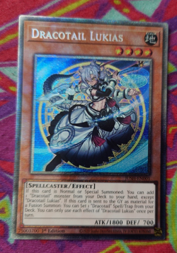 DRACOTAIL LUKIAS JUSH-EN001 STARLIGHT RARE 1st EDITION YUGIOH *NEW & MINT* - Image 1