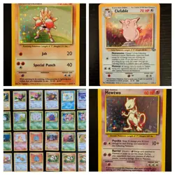 Pokemon Vintage 1999 Lot - Holo Mewtwo, Hitmonchan, Clefable + 31 standard cards - Image 1