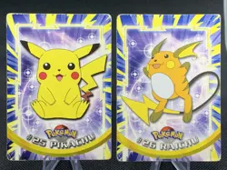 2x Topps Pokemon TV ANIMATION 1. Edition 1995 Nintendo Pikachu + Raichu #25 + 26 - Image 1