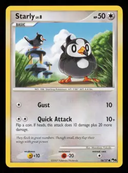 Pokemon Card Starly lv.8 16/17 POP Series 6 Vintage Promo NM 2007 - Image 1