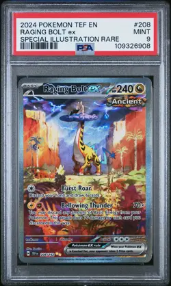 PSA 9 Raging Bolt EX #208 Pokemon Temporal Forces English 2024 - Image 1
