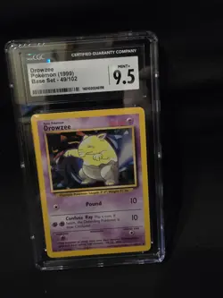 CGC Graded Mint+ 9.5 Drowzee Pokemon 1999 Base Set 49/102 - Image 1