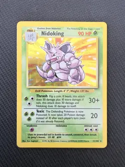 Pokemon Nidoking Base Unlimited 11/102 Holo Rare MP/LP WOTC 1999 - Image 3