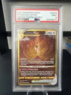 2023 Pokemon Crown Zenith FA/ARCEUS VSTAR GG70/GG70 Secret Rare TCG Holo PSA 9 - Image 1