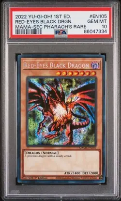 2022 Yu-Gi-Oh! Red-Eyes Black Dragon MAMA-EN105 Pharaoh Secret Rare PSA 10 - Image 1