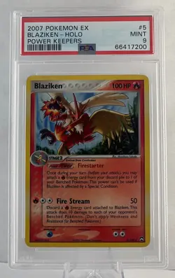 BLAZIKEN Holo 5 2007 Pokemon Card Ex Power Keepers PSA 9 - Image 1