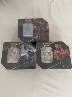 Pokemon TCG: Crown Zenith Tin Set of 3 - Galarian Articuno Zapdos Moltres SEALED - Image 1
