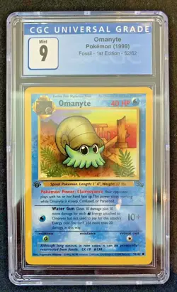 1999 Pokemon TCG - 1st Edition #52/62 OMANYTE - Fossil Set CGC 9 (MINT) WOTC - Image 1