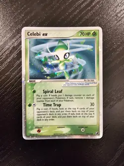 *CLEAN* 2005 Pokemon Celebi ex 117/115 Unseen Forces Holo With Swirl Secret Rare - Image 1