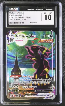 2021 Pokemon SW&SH Evolving Skies Umbreon VMAX Secret Rare CGC 10 Gem Mint #215 - Image 1